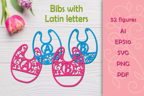 Bibs with Latin Letters. SVG Review