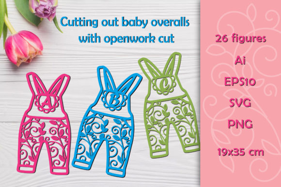 Cutting out Baby Overalls. SVG