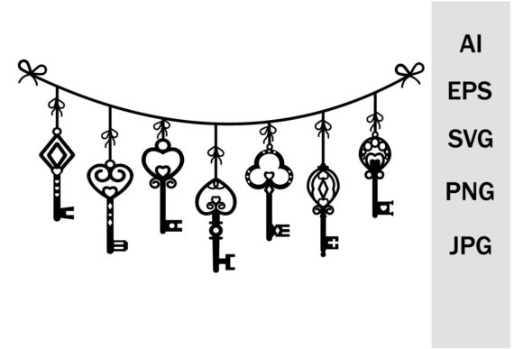 Garland Made from Vintage Key SVG